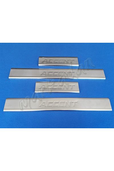 Markadan Hyundai Accent Blue Chrome Door Sill 2011-2018 4 Pieces Stainless Steel
