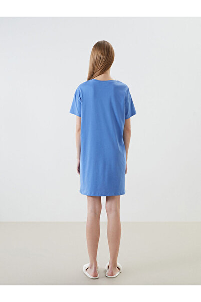 LC Waikiki Top de pijama pentru femei LCW DREAM Blue Crew Deck Printed