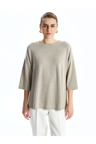 LC Waikiki Gray Crew Neck Oversize Women's T-Shirt