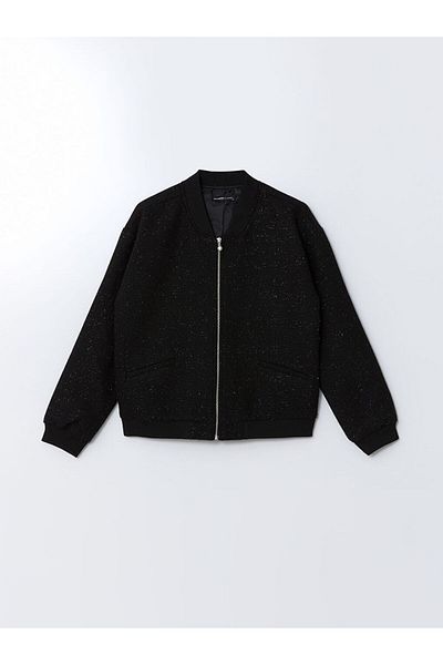 LC Waikiki Jachetă din tweed pentru femei LCWAIKIKI Classic College cu guler cu aspect strălucitor