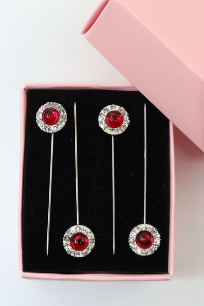NUMETAL 4-Piece Crystal Stone Scarf Pin. Shawl Pin. Turban Pin. Headscarf Pin. Scarf and Shawl Pin