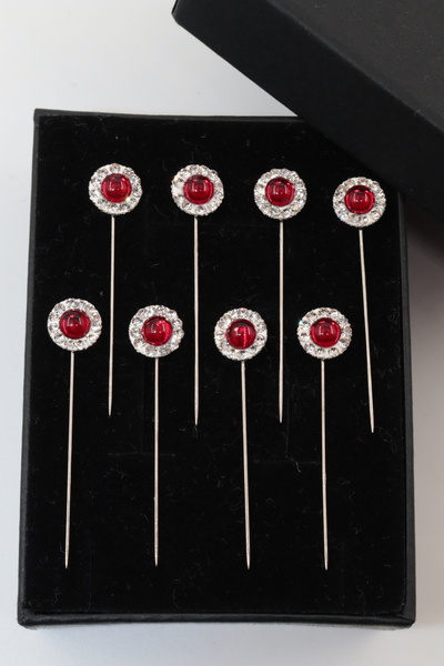 NUMETAL 8-Piece Crystal Rhinestone Scarf and Shawl Pin - Turban and Hijab Pin