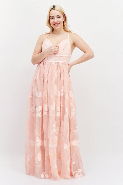 Miss Selfridge Women Embroidered Maxi Party Dress, Pink