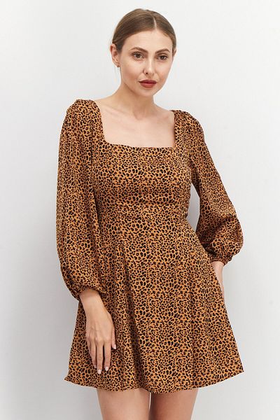 Missguided Women Leopard Mini Casual Dress, Brown