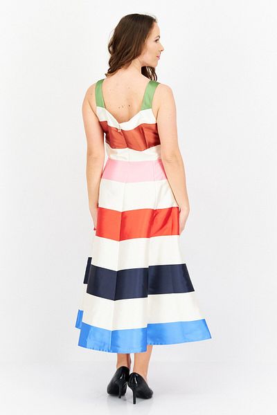 Kate Spade Women Colorblock Maxi Party Dress, Cream