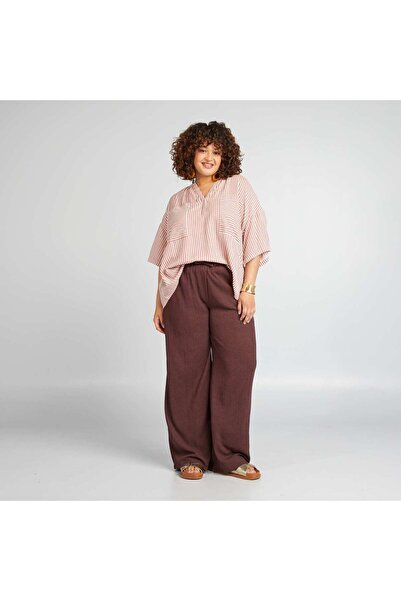 KIABI V-neck loose-fitting blouse BEIGE