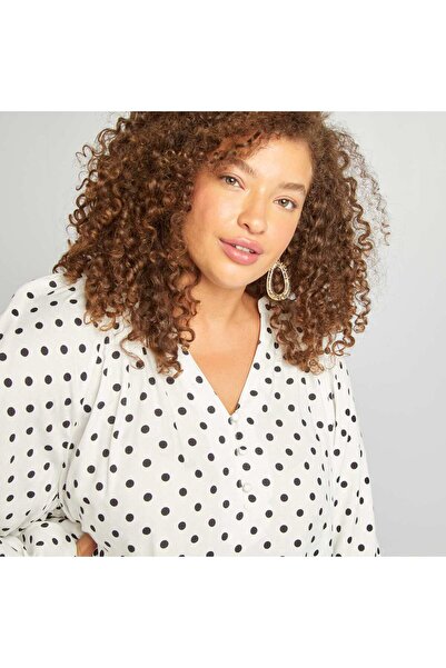 KIABI Flowing printed blouse WHITE