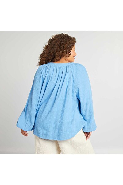 KIABI Cotton gauze blouse BLUE