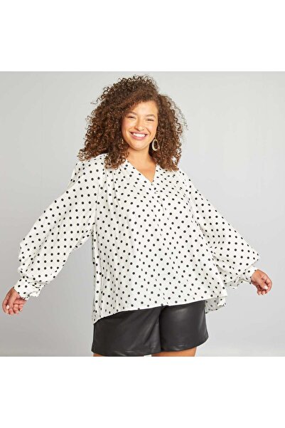 KIABI Flowing printed blouse WHITE