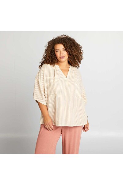 KIABI V-neck loose-fitting blouse BEIGE