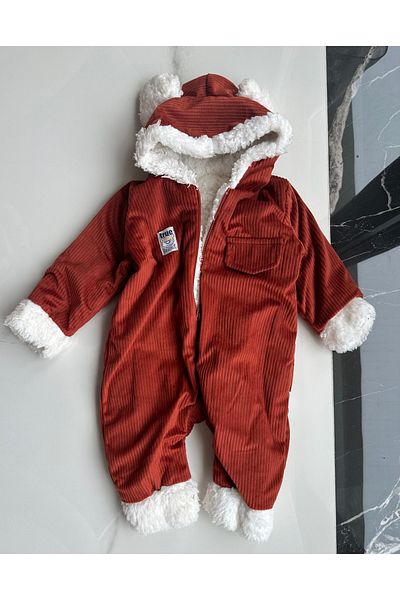 SANTRALBEBE Velvet Plush Inside Welsoft Jumpsuit