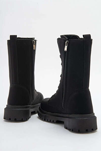 CİHAN SPOR Kız Çocuğu Su Geçirmez İçi Yünlü Kaymaz Taban Postal Bot Siyah