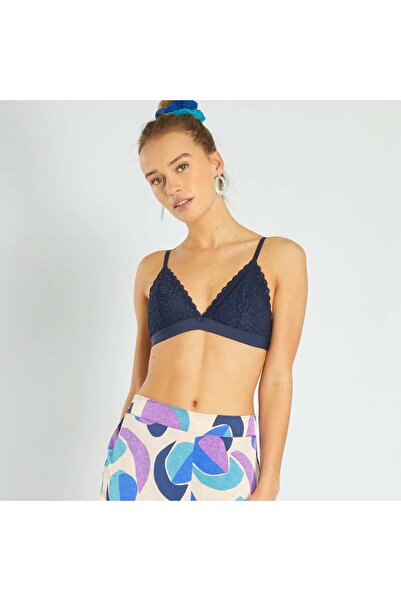 KIABI حمالة صدر مثلثة مبطنة من الدانتيل باللون الأزرق