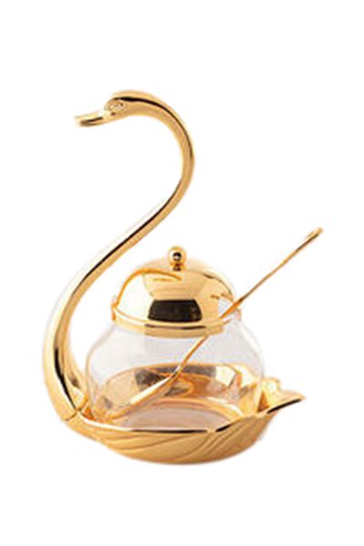 Dania Sugar Bowl With Teaspoon And Holder Gold 5x5x5cm