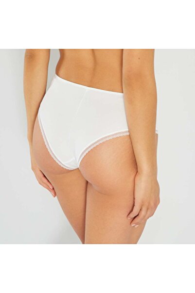 KIABI Cotton boy shorts with lace trim White