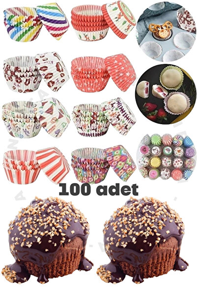 İnfeta 100 Adet Muffin Cupcake Kağıdı, Renkli Kağıt Muffin Kek Kalıbı