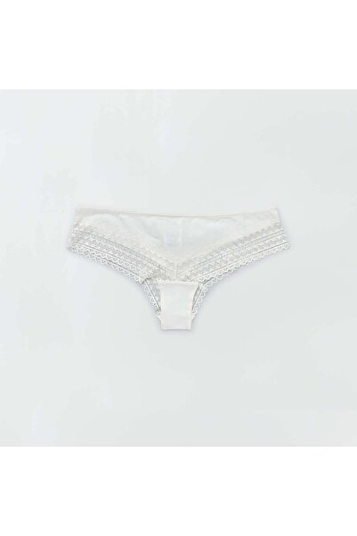 KIABI Pack of 3 cotton and lace tanga briefs grey pink