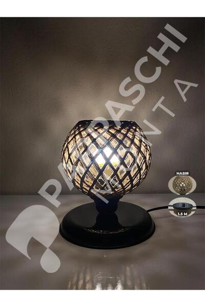 Parpaschi Parpamonta Plastik Abajur Hasır Top Aydınlatma Plastik Abajur