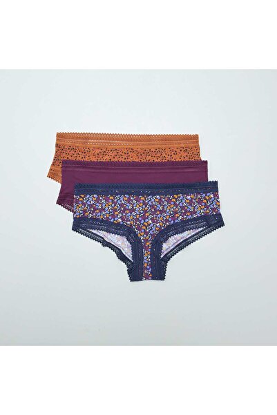 KIABI مجموعة من 3 شورتات قصيرة مطبوعة من الألياف الدقيقة للأولاد باللون الأرجواني