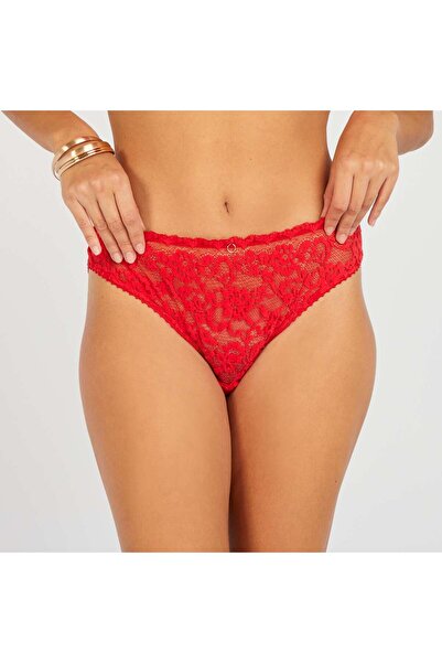KIABI Soft velvet lace briefs TRUE RED