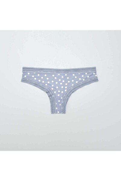 KIABI Pack of 3 printed microfibre tanga briefs PURPLE