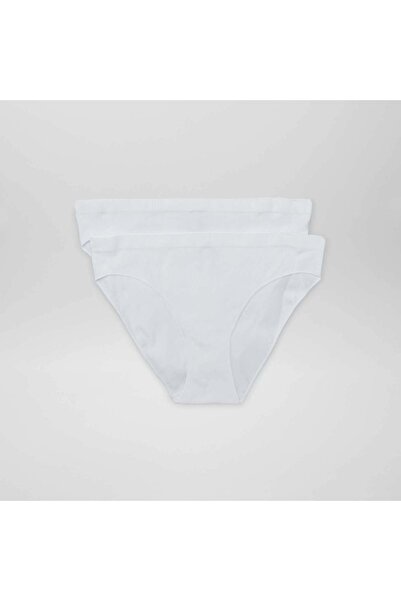 KIABI Pack of 2 ribbed knit briefs WHITE