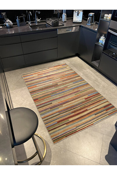 Rugs Modern Halı Berlin Çizgili Renkli Desenli Dokuma Taban Halı 4020