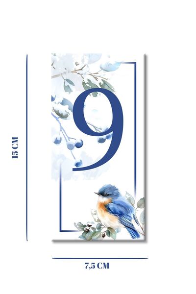 MODA CERO Kus desenli Seramik Kapı Numarası No:9