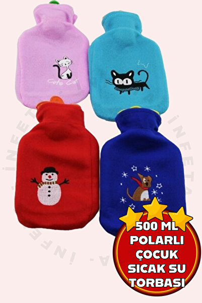İnfeta Polar Kılıflı Karışık Emojili Sıcak Su Torbası 500 ml Çocuk Sıcak Su T...