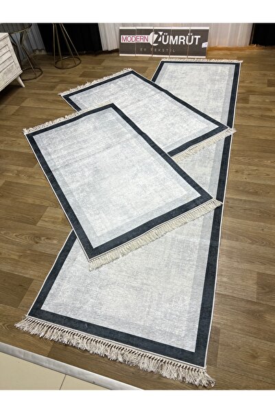 Zümrüt Ev Tekstil Dijital Baskılı Makinede Yıkanabilir Dot Taban Yatak Odası Seti Sahra Antrasit