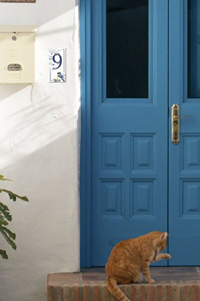 MODA CERO Kus desenli Seramik Kapı Numarası No:9