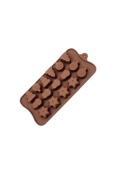 Genel Markalar Yılbaşı Temalı Çam Ağacı Kar Tanesi Kardan Adam Silikon Çikola...