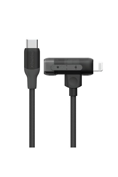Momax 1-Link Flow Duo 2in1 USB-C To USB-C and Lightning Braided Cable 1.5m - Black