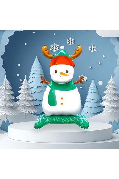 Laviyosa Footed Little Snowman Foil Balloon Christmas Foil Balloon Ornament