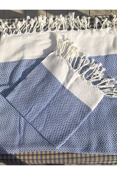 Peacock Set de 2 sarong și sarong țesut negru 100% bumbac (100x180cm, 50x100cm)