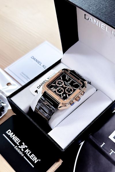 Daniel Klein 3 Atm Waterproof Men's Wristwatch - Black Steel Cord Gift Bracelet Dke2023C6