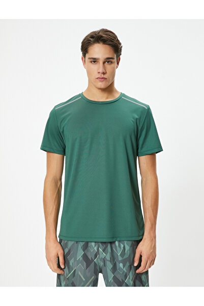 Koton Αθλητικό μπλουζάκι με λεπτομέρεια με λαιμόκοψη κοντό μανίκι