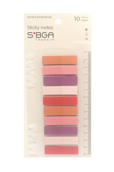 sibga tasarım Transparent Colored Post-It Note Paper - 200 Sheets Bookmark Sticker