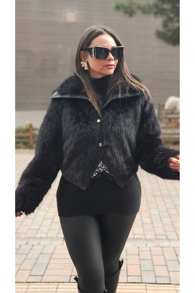 Park Moda SUNİ KÜRKLÜ İTHAL KISA DERİ CEKET