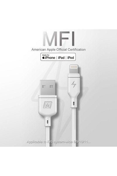 Momax ZERO Cable iPhone to USB 1m - White
