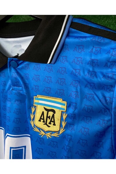 BARBITOS Lionel Messi 10 Argentina - 1994 Retro Custom Jersey with Collar New Blue - Oh
