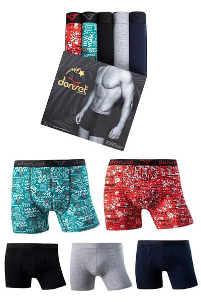 donset Ανδρικά μοτίβα Oversized Boxer - ΠΑΚΕΤΟ ΕΙΔΙΚΟ ΠΑΚΕΤΟ σε ειδικό κουτί των 5