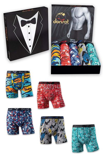 donset Ανδρικά μοτίβα Oversized Boxer - ΠΑΚΕΤΟ ΕΙΔΙΚΟ ΠΑΚΕΤΟ σε ειδικό κουτί των 5