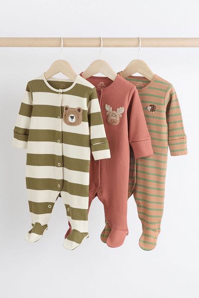 Next Baby طقم بذلة مكون من 3 قطع بنمط دمية دب بني كاكي مصنوع من القطن بنسبة 100%