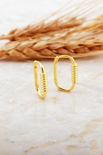 Sümer Telkari Burgu Altın Kaplama Tasarım Minimal Oval Gümüş Küpe 7179