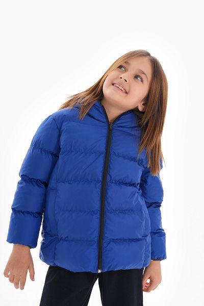 Mina Fete-Băieți Albastru deschis Reumplere Lenjerie de corp Fleece Glugă Iarnă Puffer Palton pentru copii