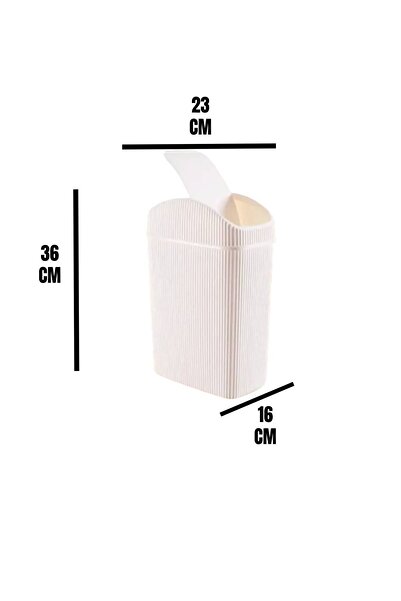 Open Home Concept 10 Lt Trash Can, Kitchen, Bathroom, Toilet, Office Trash Can Cream