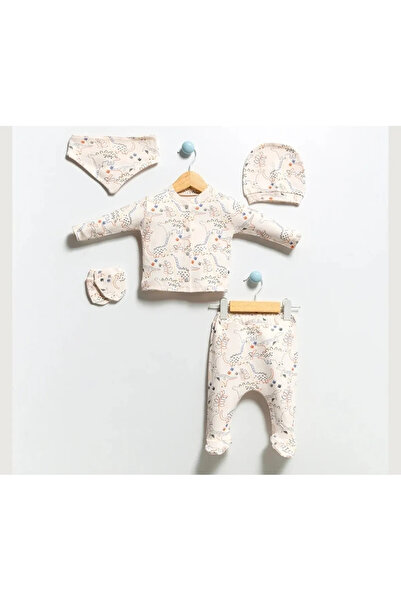 babycheery Bebek Hastane Çıkışı Dinazor Desenli 5'Li Zıbın Takım