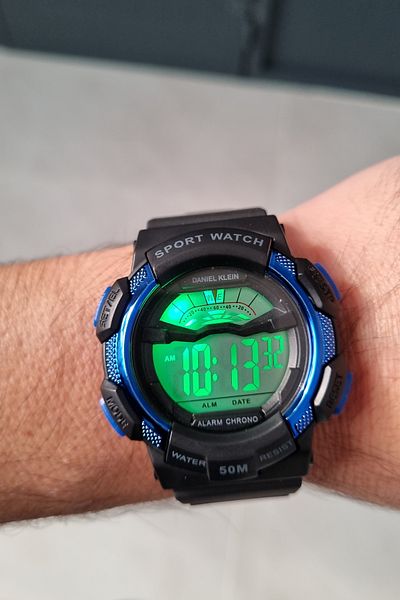 Daniel Klein Digital 5 Atm Waterproof Blue Black Men's Wristwatch