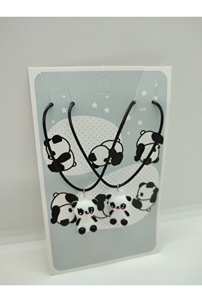 Mia Giyim 2'li Sevimli Panda Arkadaşlık Best Friends Çift Ayarlanabilir İpli Kolye